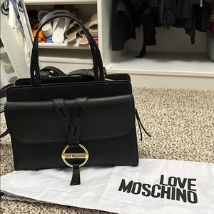 Love Moschino Black Satchel with Gold Hardware